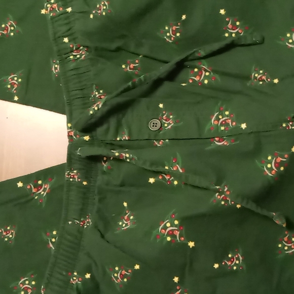 Mens Green Christmas Tree Pants w Button Fly L - Picture 3 of 4